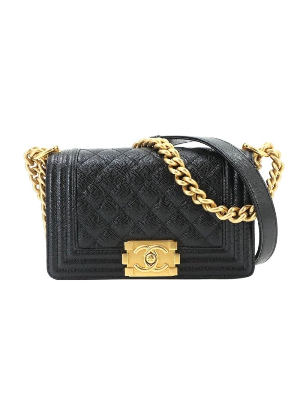 Chanel Boy Small Chain Shoulder Bag Caviar Leather Black
